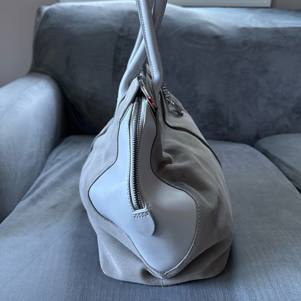 Grey leather Charles Jourdan satchel handbag - Picture 2 of 5